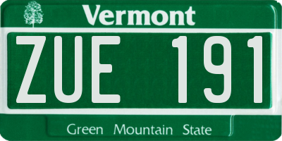 VT license plate ZUE191
