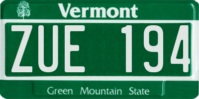 VT license plate ZUE194