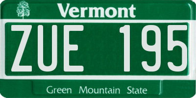 VT license plate ZUE195