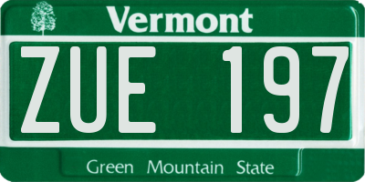 VT license plate ZUE197