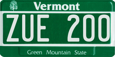 VT license plate ZUE200