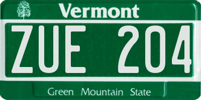 VT license plate ZUE204