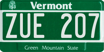 VT license plate ZUE207