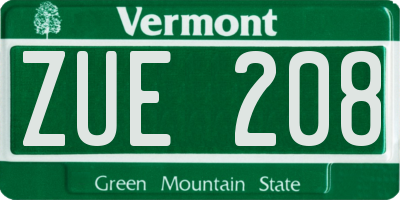 VT license plate ZUE208