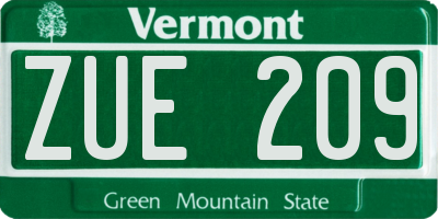 VT license plate ZUE209