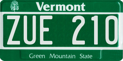 VT license plate ZUE210