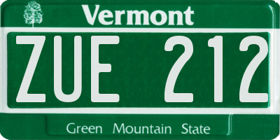 VT license plate ZUE212