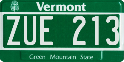 VT license plate ZUE213