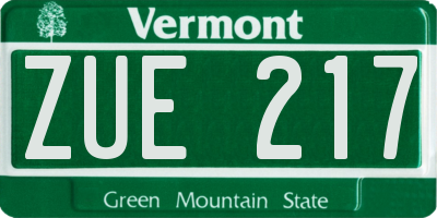 VT license plate ZUE217