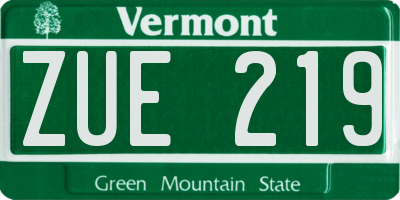 VT license plate ZUE219