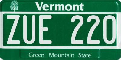 VT license plate ZUE220