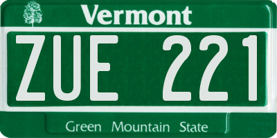 VT license plate ZUE221