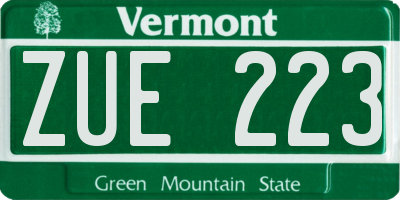 VT license plate ZUE223