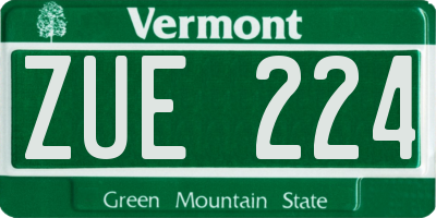 VT license plate ZUE224