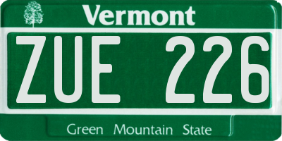 VT license plate ZUE226