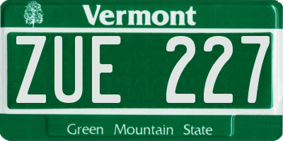 VT license plate ZUE227