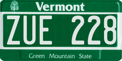 VT license plate ZUE228