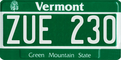 VT license plate ZUE230