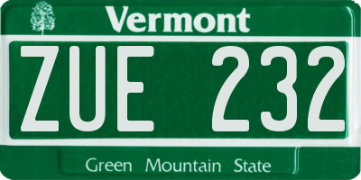 VT license plate ZUE232