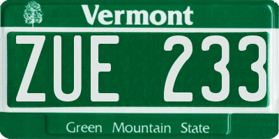 VT license plate ZUE233