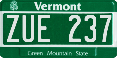VT license plate ZUE237