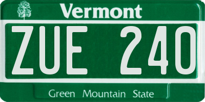 VT license plate ZUE240