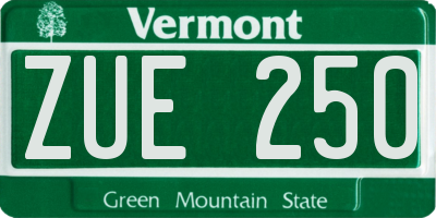 VT license plate ZUE250