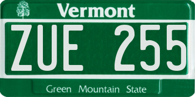 VT license plate ZUE255