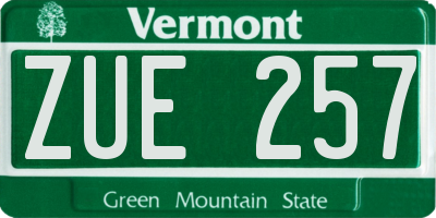 VT license plate ZUE257