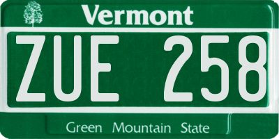 VT license plate ZUE258