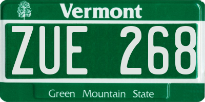 VT license plate ZUE268