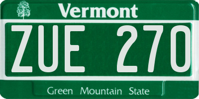 VT license plate ZUE270