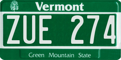 VT license plate ZUE274