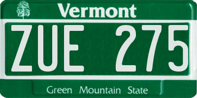 VT license plate ZUE275