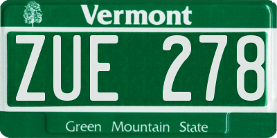 VT license plate ZUE278
