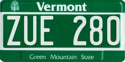 VT license plate ZUE280