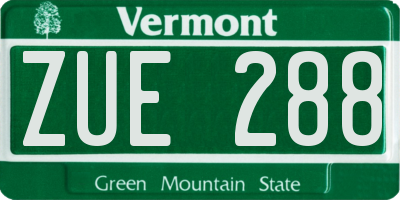 VT license plate ZUE288