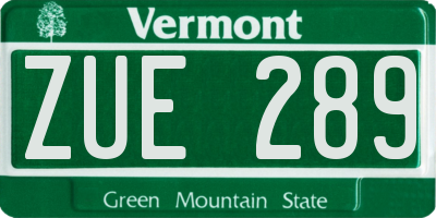 VT license plate ZUE289
