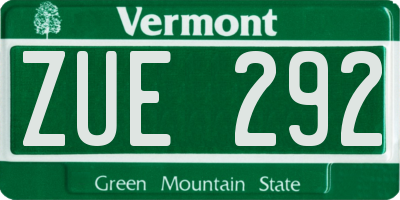 VT license plate ZUE292