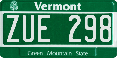 VT license plate ZUE298