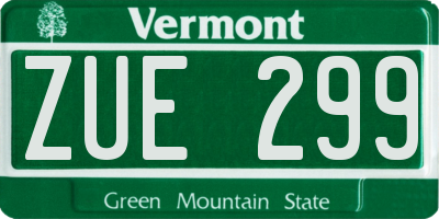 VT license plate ZUE299
