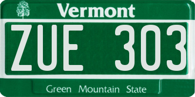 VT license plate ZUE303