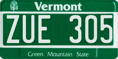 VT license plate ZUE305