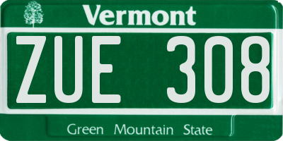 VT license plate ZUE308