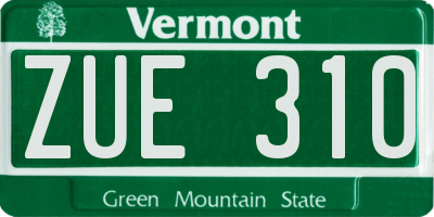 VT license plate ZUE310