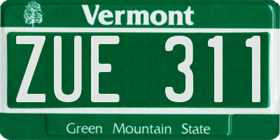 VT license plate ZUE311