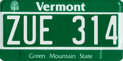 VT license plate ZUE314