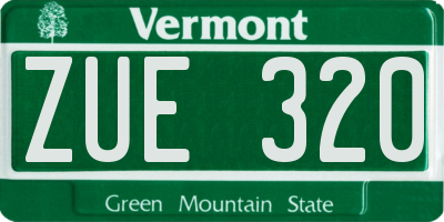VT license plate ZUE320