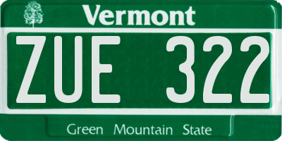 VT license plate ZUE322