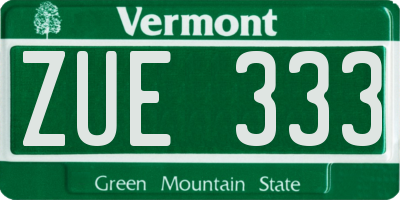 VT license plate ZUE333